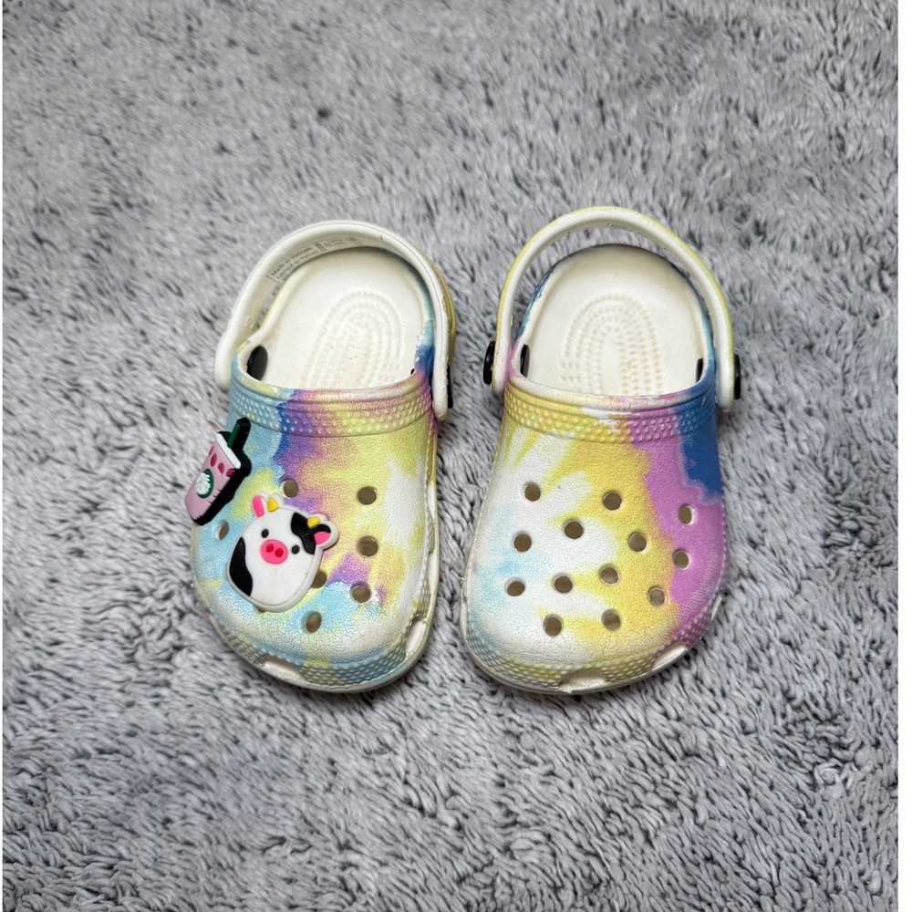 Crocs Littles Classic Clog Baby Toddler Tie Dye Pastel Slip On Shoe Size C2 / C3